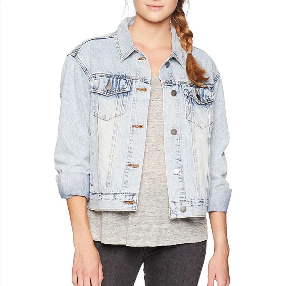 Bleached Light Wash Oversized Denim Jacket